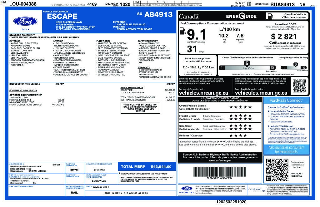2025 Ford Escape Platinum