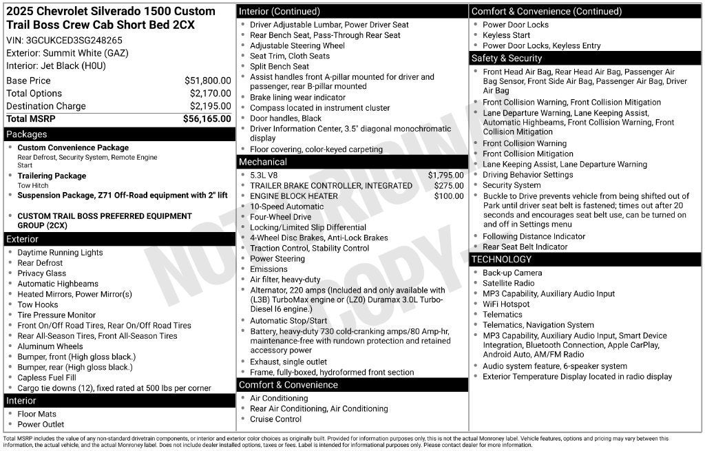 2025 Chevrolet Silverado 1500 Custom Trail Boss