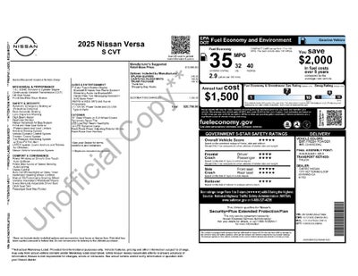 2025 Nissan Versa 1.6 S