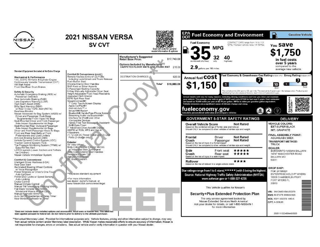 2021 Nissan Versa SV Xtronic CVT