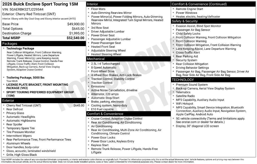 2026 Buick Enclave Sport Touring