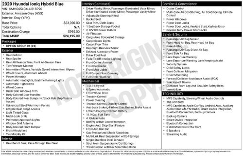 2020 Hyundai Ioniq Hybrid Blue